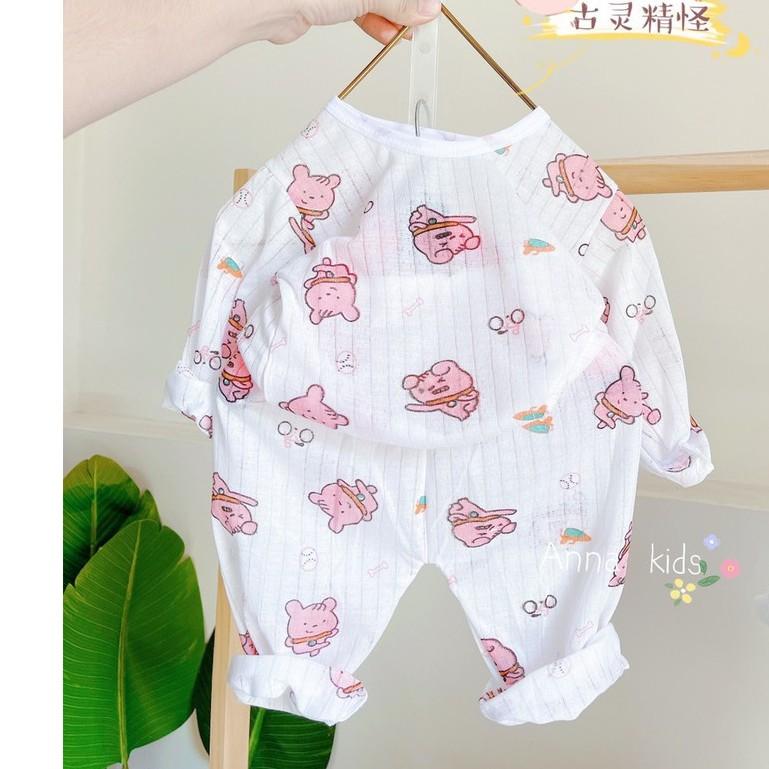 Bộ dài tay cotton giấy cài vai cho bé sơ sinh hàng đẹp - B06