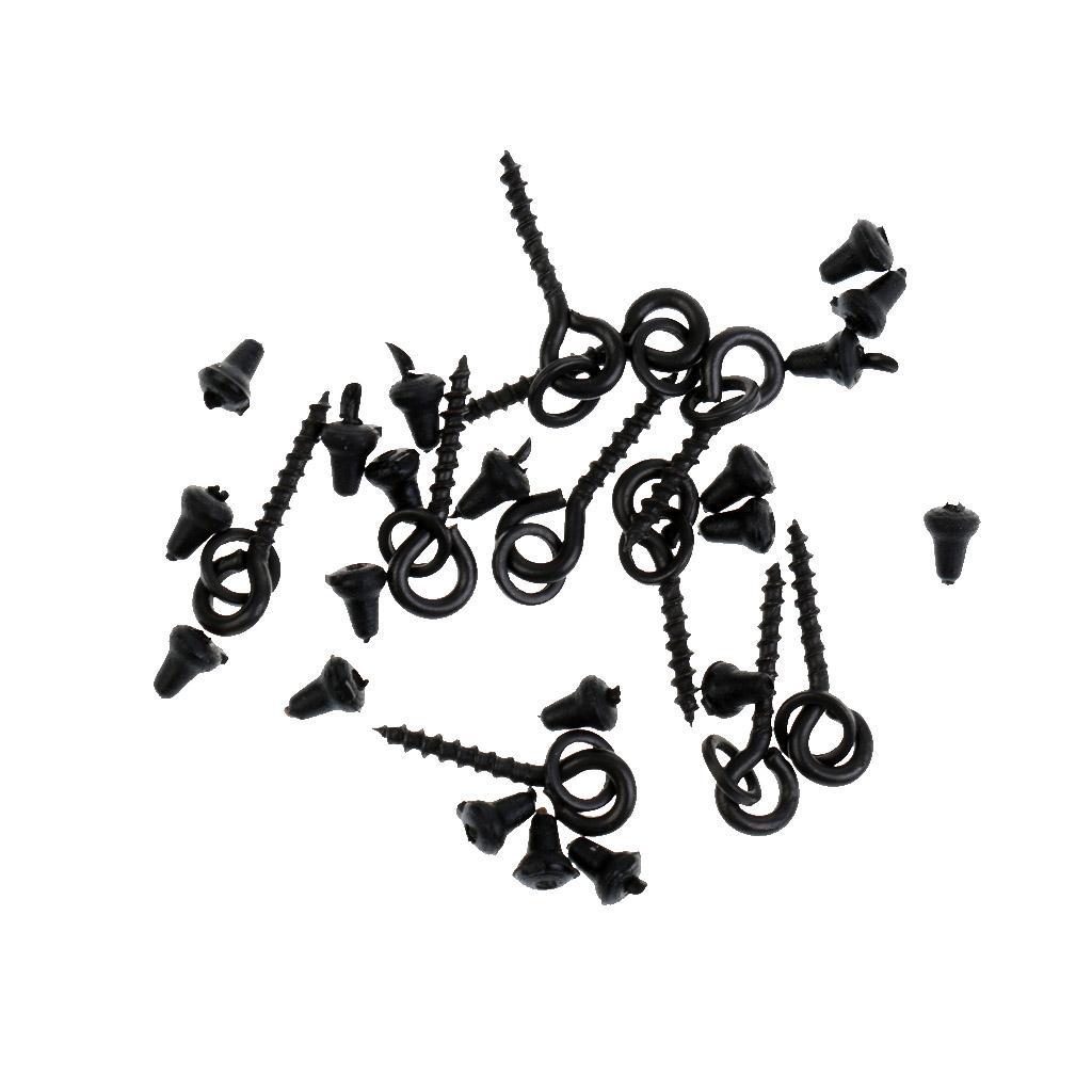 10Pcs Bait Screws with Rings + 20Pcs Hook Stops Stopers Carp Fishing Tackle Rigs