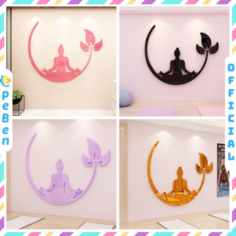 Tranh dán tường mica 3d decor khổ lớn trang trí phòng tập yoga viện thẩm mỹ