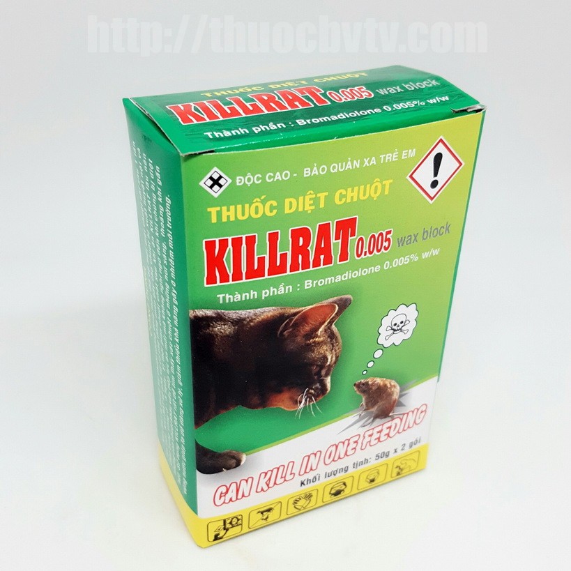 Thuốc diệt chuột thế hệ mới Killrat hộp 2 gói(gói 50gr)