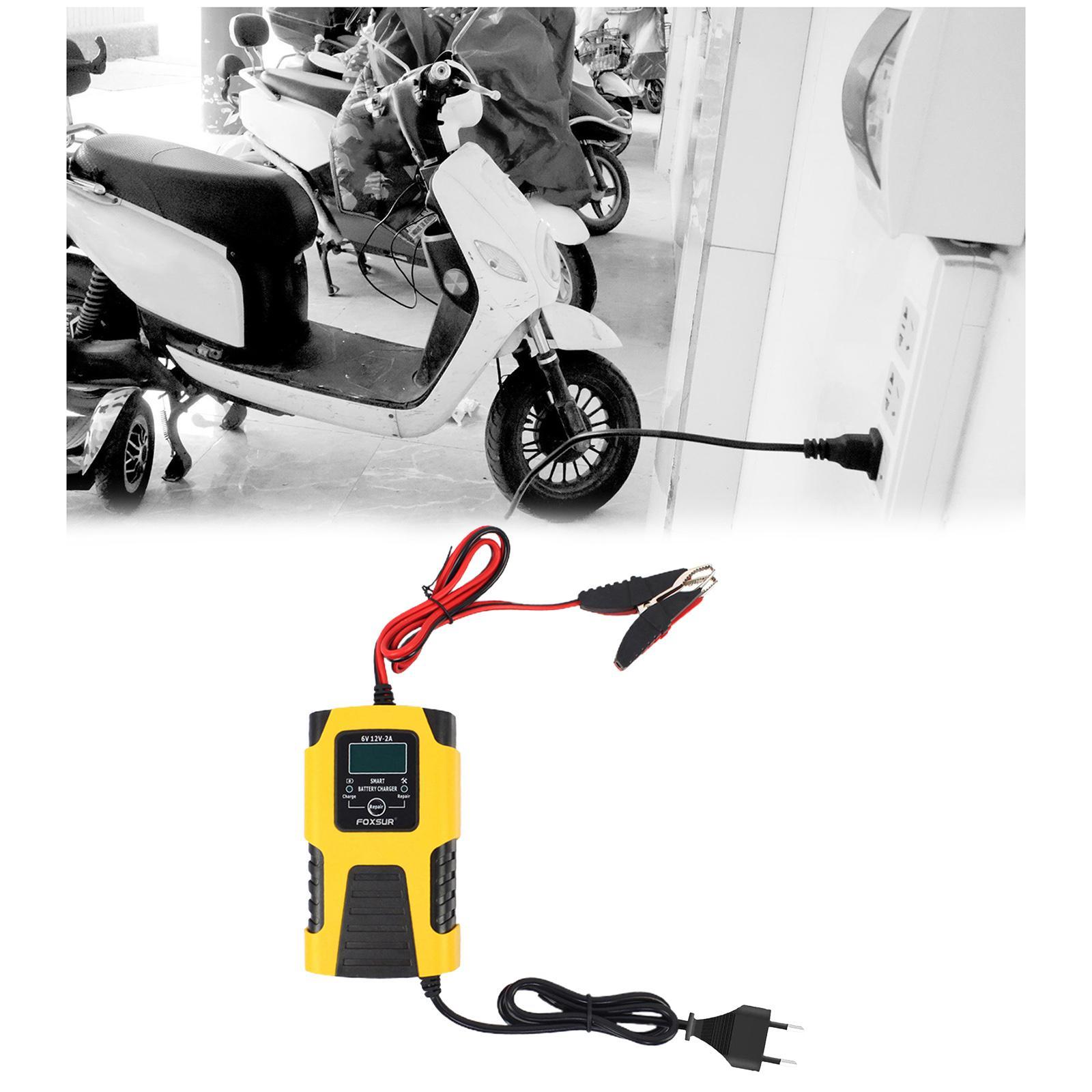 Battery Charger 6V 12V Trickle Charger LCD Display for Motorbike Euplug