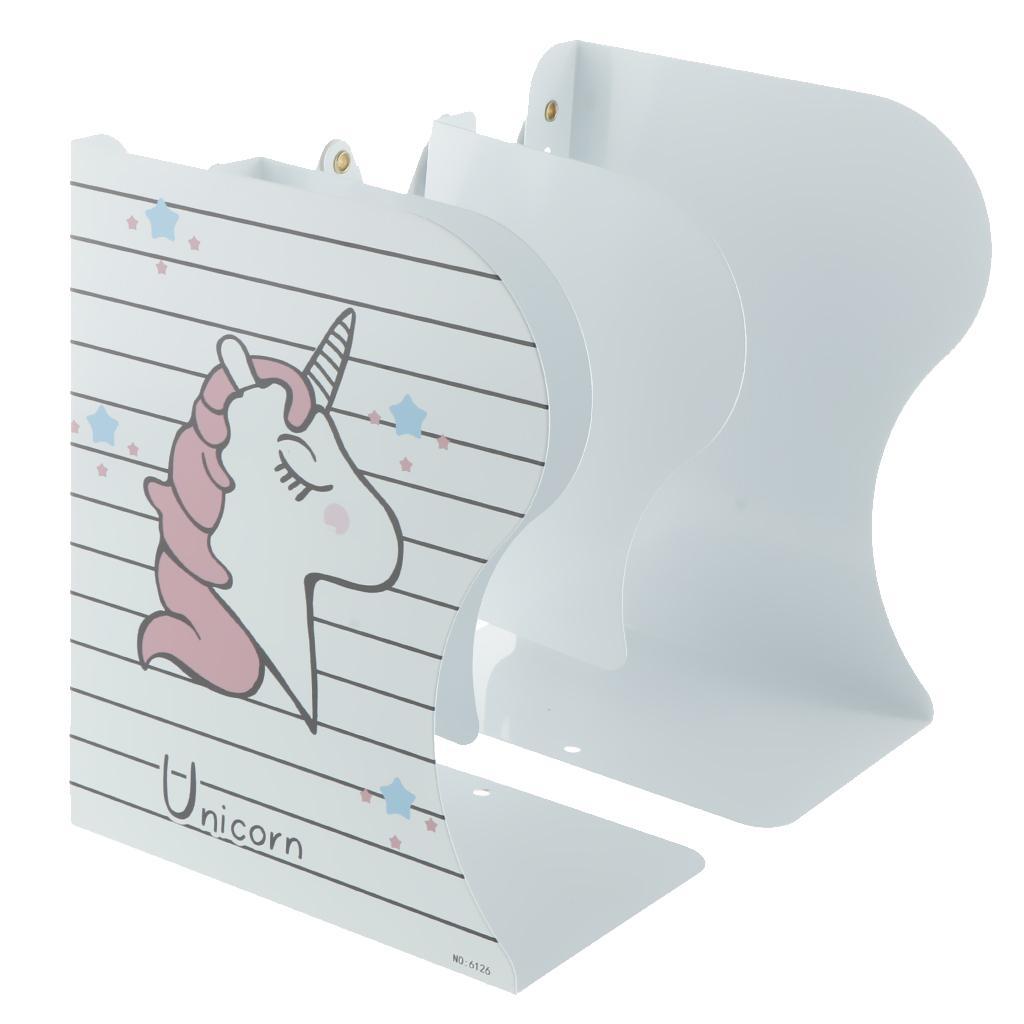 2xUnicorn Bookends Metal Iron Adjustable Books Holder Stand White