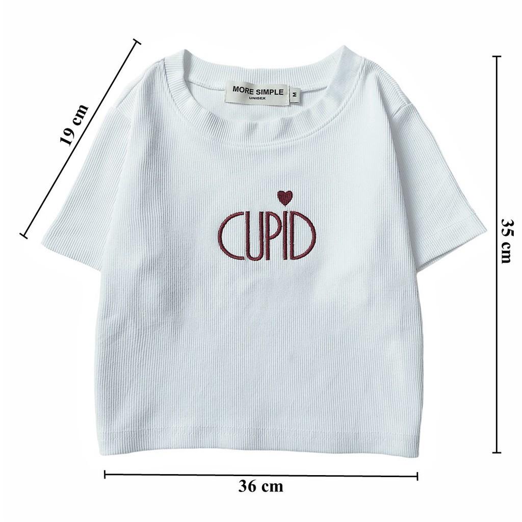 Áo Croptop Nữ Thêu CUPID Tay Ngắn Form Ôm Ulzzang