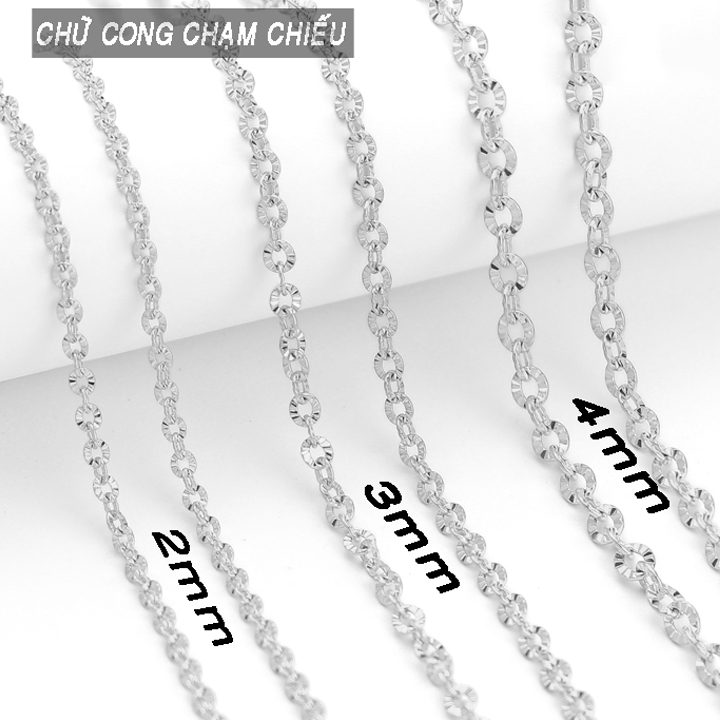 Dây chuyền chữ cong 2li 3li 4li chạm chiếu ver2  WDC100T