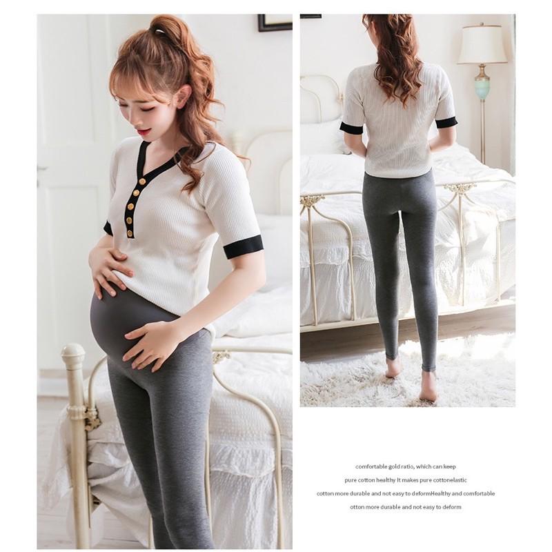 quần legging thun mềm mát nhẹ cho mẹ bầu( ảnh thật)