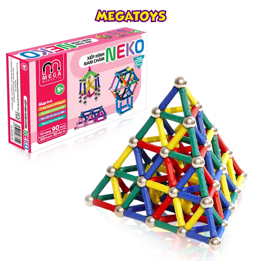 6030S - Bộ xếp hình nam châm thông minh 7 màu Neko - Thanh ngắn