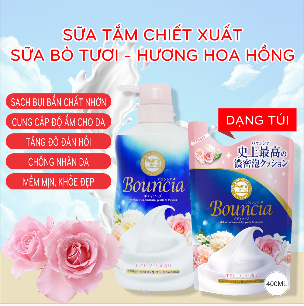 Sữa Tắm Trắng Sáng Da Từ Sữa Bò Tươi Cow Bouncia Body Soap Relax