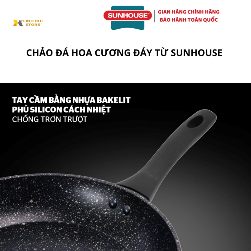 Chảo đá hoa cương đáy từ SUNHOUSE SFP24B/26B/28B - Hàng chính hãng