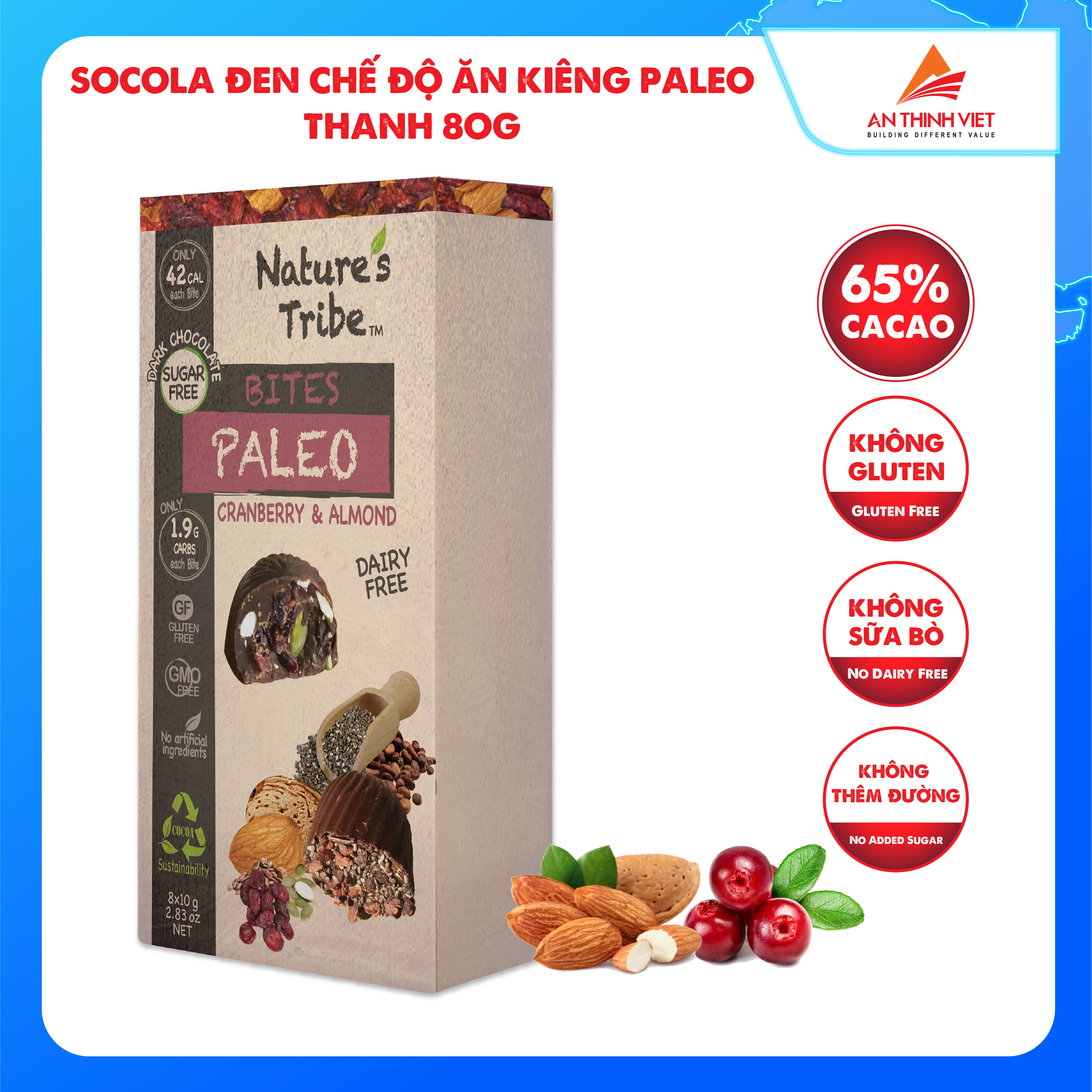 Socola đen Paleo dạng viên không đường Nature's Tribe - Dark chocolate paleo bite