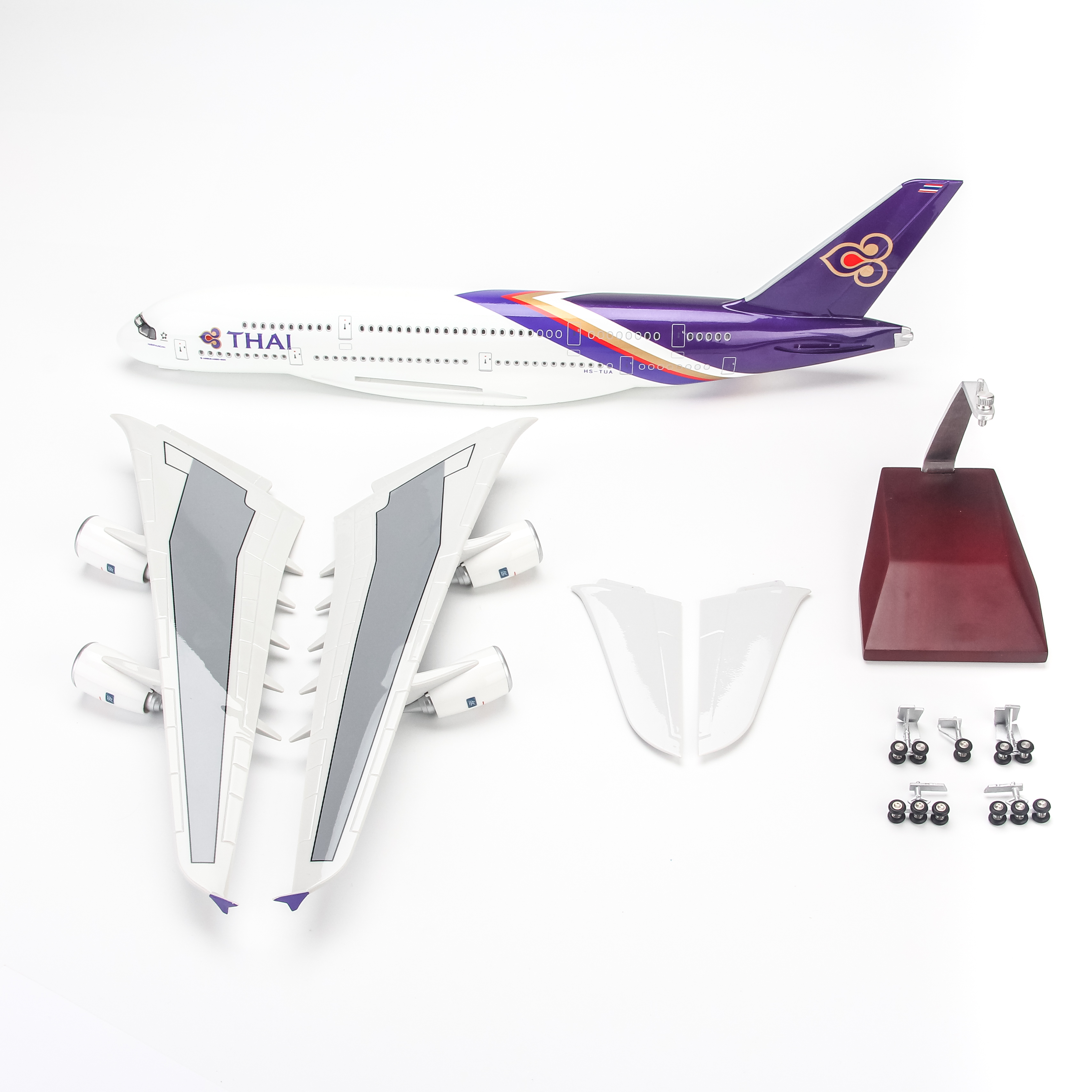 Mô hình máy bay Thai Airways A380 lắp ráp có đèn 47cm MBMH46