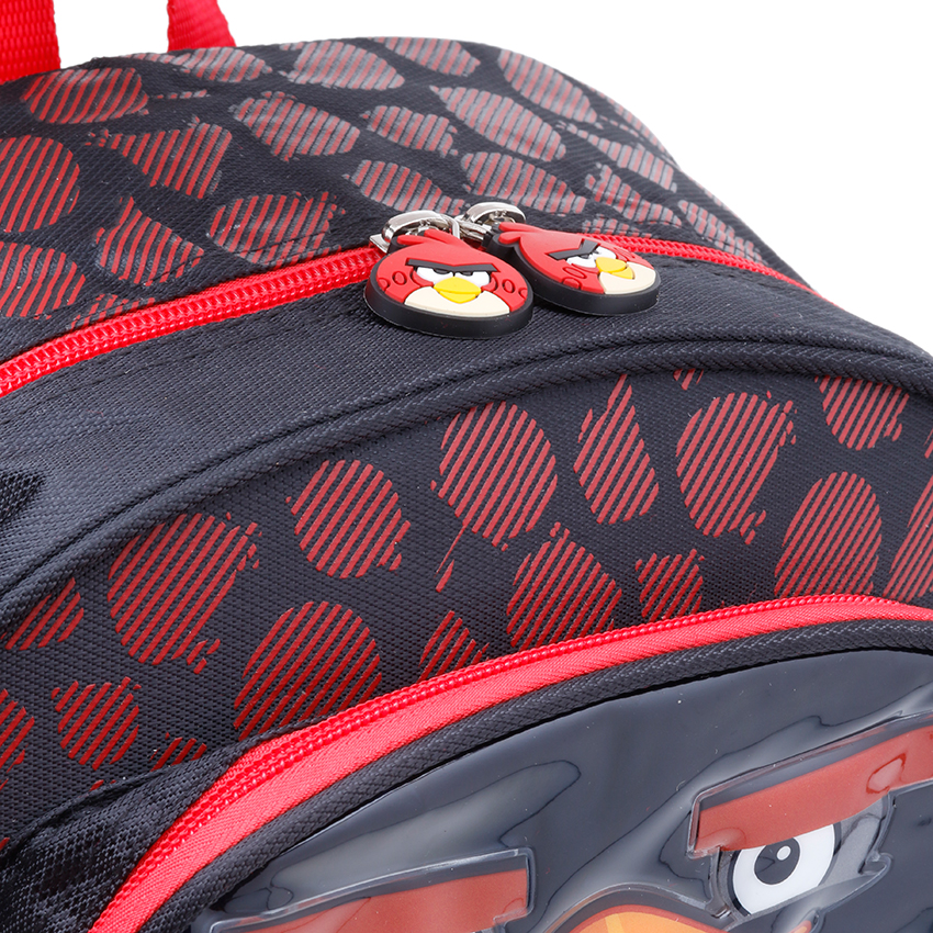 Balo trẻ em 15'' hình Angry Bird 3 sọc ngang màu đỏ vàng phối đen dành cho học sinh ,bé trai - BLAB15