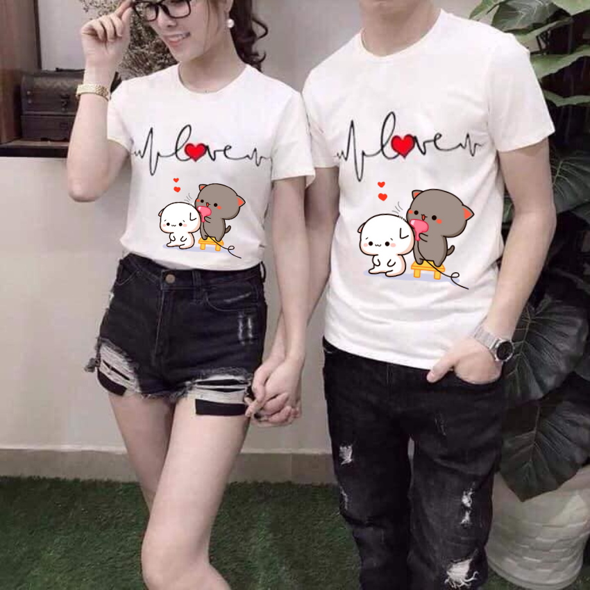 Áo Đôi Phông Rộng TT18, Áo Thun Nam Nữ In Nhịp Tim ý Nghĩa