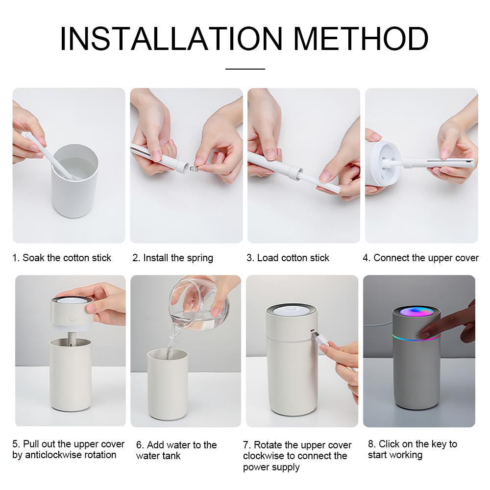 Mini Máy Tạo Độ Ẩm Không Khí Xe Ô Tô Hương Humidificador Nhiều Màu Sắc Cốc Thơm Nước Khuếch Tán Ánh Sáng Đèn LED Siêu Âm Thanh USB Thoáng Mát Phun Sương Tạo Phun Sương Tạo Ẩm Hình Ếch Con