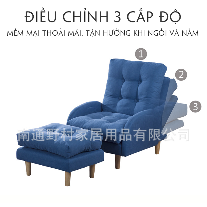 Ghế Sofa Kèm Đôn Cao Cấp, Ghế Sofa Lười Thư Giãn Chất Liệu Vải, Ghế Salon Phong Cách Hàn Quốc