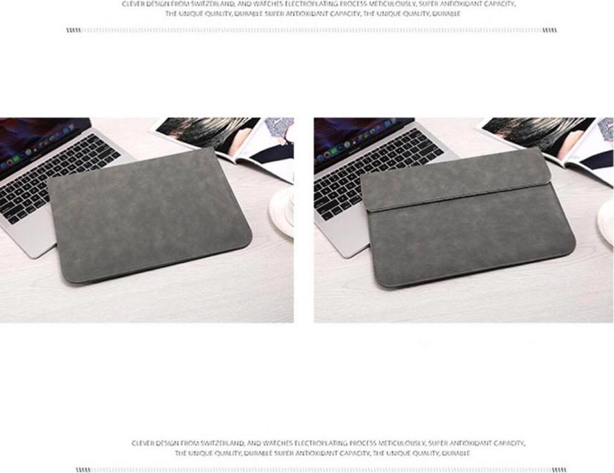 Bao da, túi da, cặp da chống sốc cho macbook, laptop chất da lộn kèm ví đựng phụ kiện - Xám - Macbook Air 13.3 inch đời 2017 về trước