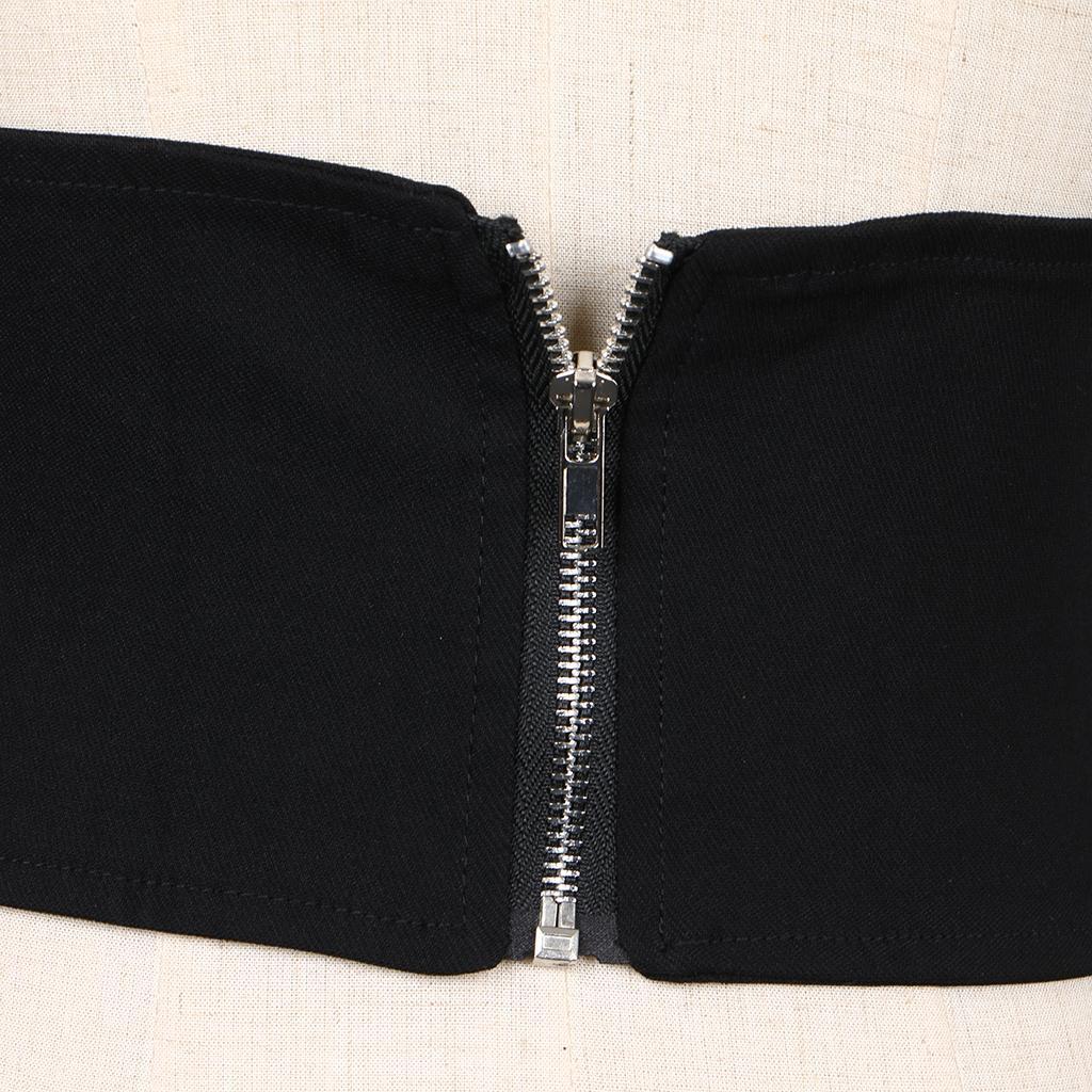 Womens Elastic Wide Waist Belt Stretch Waspie Corset Waist Band Black