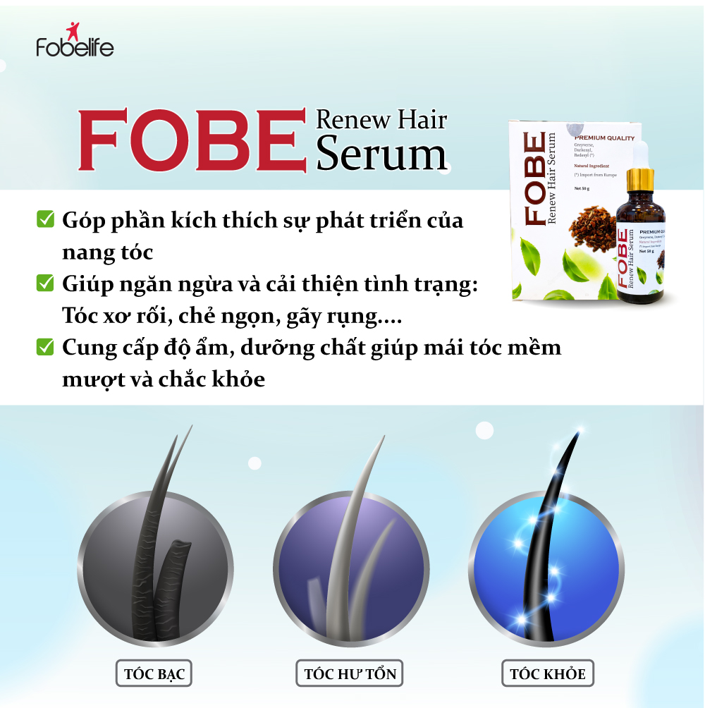 Serum Giúp Đen Tóc Làm Chậm Bạc Tóc Cung Cấp Dưỡng Chất Chân Tóc Fobe Hair 50ml