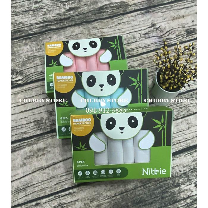 Hộp 6 chiếc khăn sữa sợi tre NIBBIE