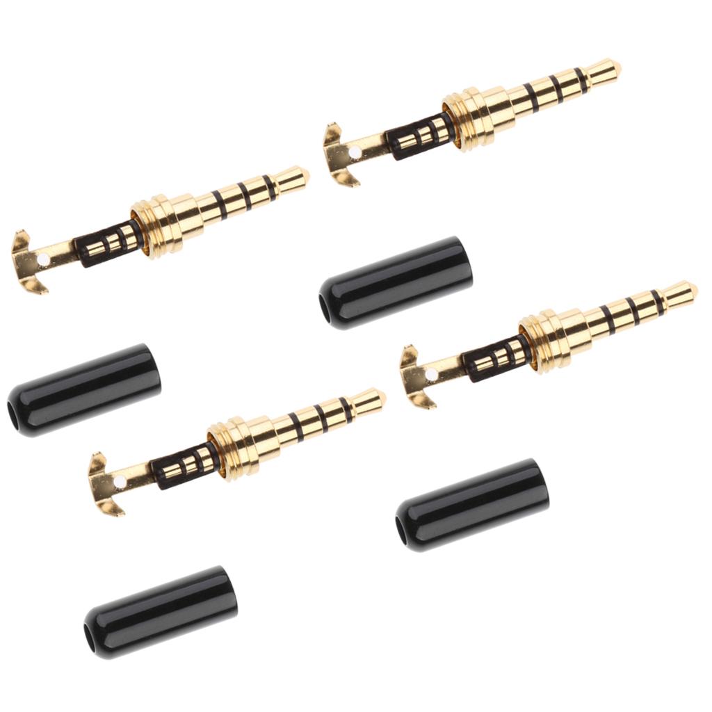 4 Pieces Universal DIY 3.5mm Audio Plug Male Head for earphone Headset Black