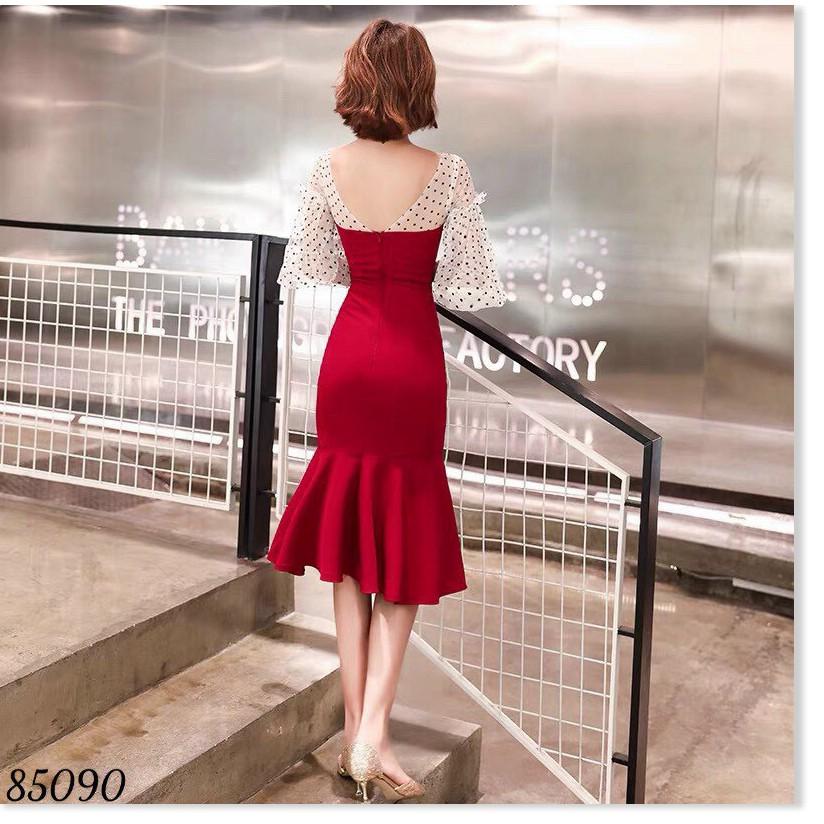 ĐẦM UMI ĐUÔI CÁ PHỐI LƯỚI,THIẾT KẾ HỌA TIẾT TRƠN NHƯNG KHÔNG KÉM PHẦN SANG TRỌNG KHÁNH AN STORE