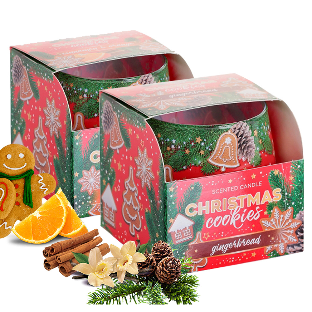 Combo 2 ly nến thơm Bartek nhập khẩu Châu Âu Christmas Cookies 100g - bánh gừng, cam, quế