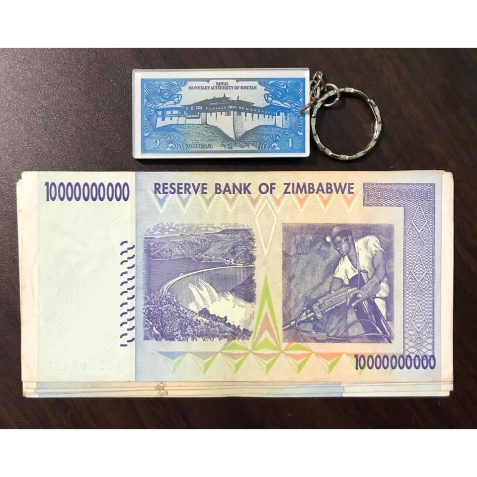 Tiền cổ thế giới,  tờ lạm phát 10 tỷ Dollar Zimbabwe sưu tầm (tặng kèm móc khóa tiền xưa)