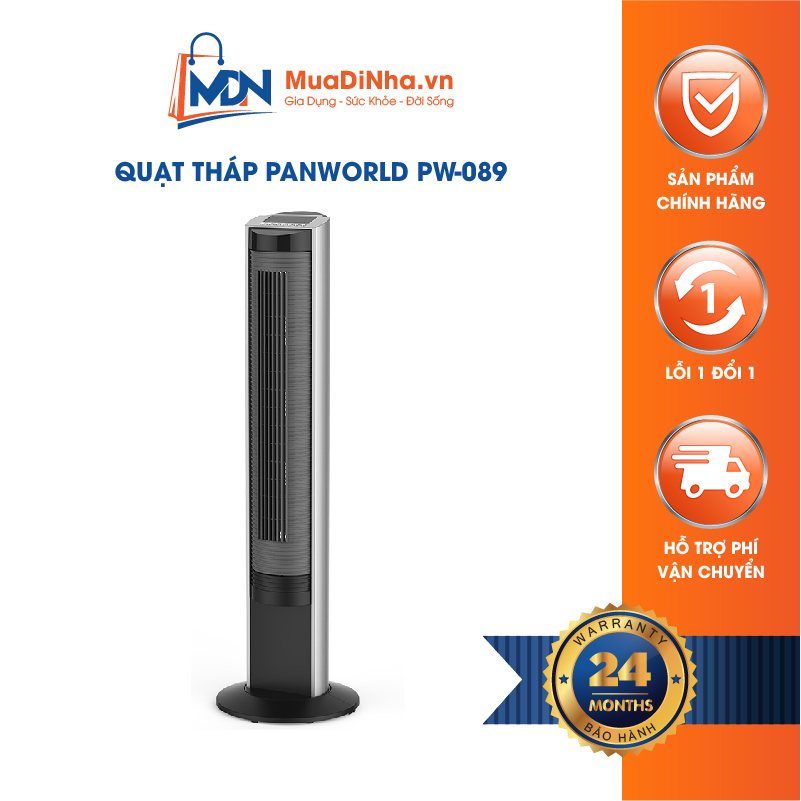 Quạt tháp không cánh Panworld PW-089 có remote quạt điều hòa êm ái - Hàng chính hãng