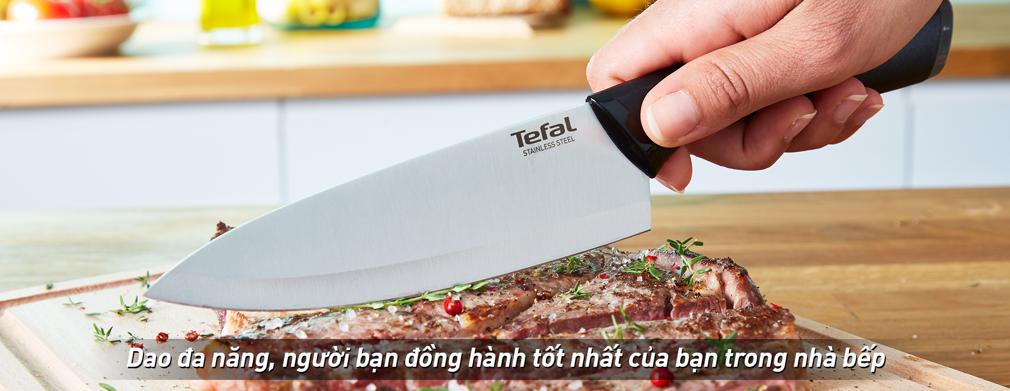 Dao làm bếp Tefal Comfort K2213204 - 20cm - Cầm nắm thoải mái - Lớp vỏ bảo vệ - Hàng chính hãng