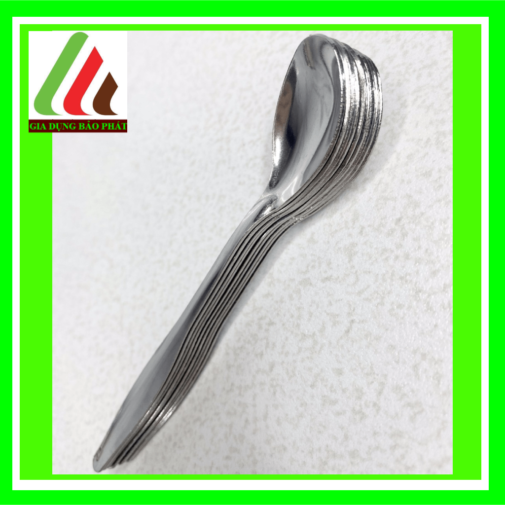Bộ 10 muỗng / thìa inox cà phê nhỏ đơn giản đẹp dễ thương sáng bóng dày dặn cán ngắn 12,5cm