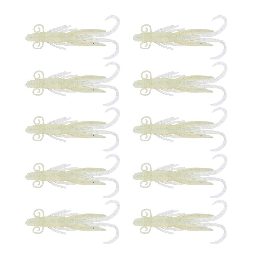 10Pcs Rubber Soft Lures Worm Shrimp Fishing Bass Trout Shad Baits Swim Bait