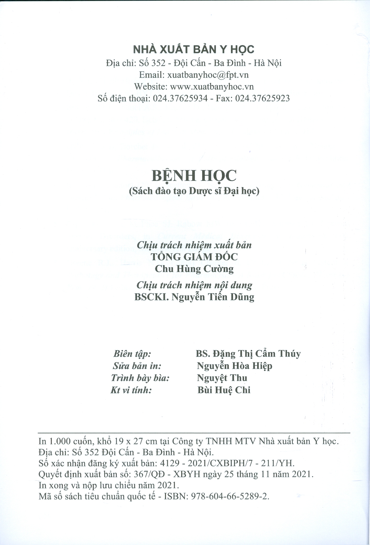 Bệnh Học - Tái bản lần thứ hai có sửa chữa và bổ sung