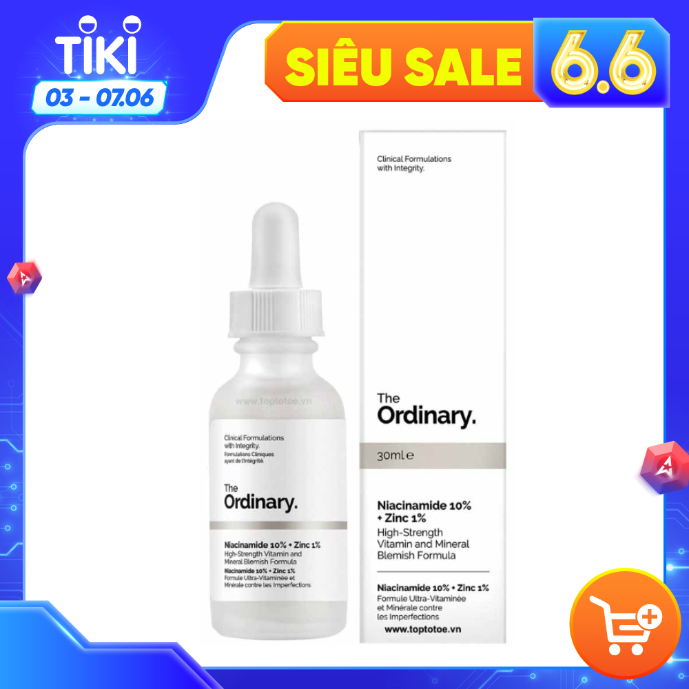 Tinh chất giảm mụn và vết thâm, se khít lỗ chân lông, trắng sáng da The Ordinary Niacinamide 10% + Zinc 1% (30ml) + Tặng 1 mặt nạ sủi bọt Su:m 37 Đen