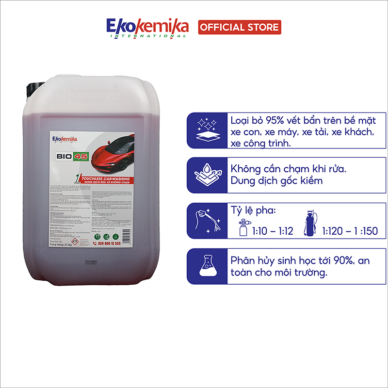 NƯỚC RỬA XE KHÔNG CHẠM EKOKEMIKA ITALY BIO 45 - (22L) - HÀNG CHÍNH HÃNG