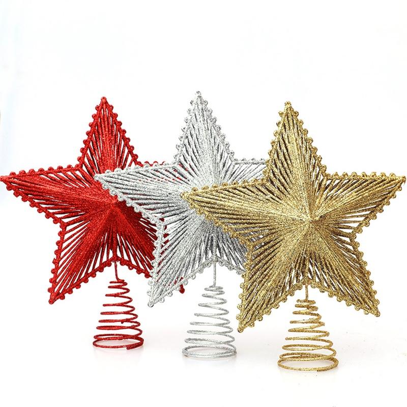 1 Cây Thông Giáng Sinh Chất Lượng Cao Đỉnh Rỗng Ngôi Sao Vàng Bạc Lấp Lánh Bằng Sắt Trang Trí Nhà Cửa Dịp Giáng Sinh Năm