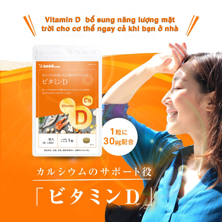 Viên Uống Vitamin D Hỗ Trợ Tăng Cường Sức Khỏe Xương Khớp Và Hệ Miễn Dịch Seedcoms Nhật Bản