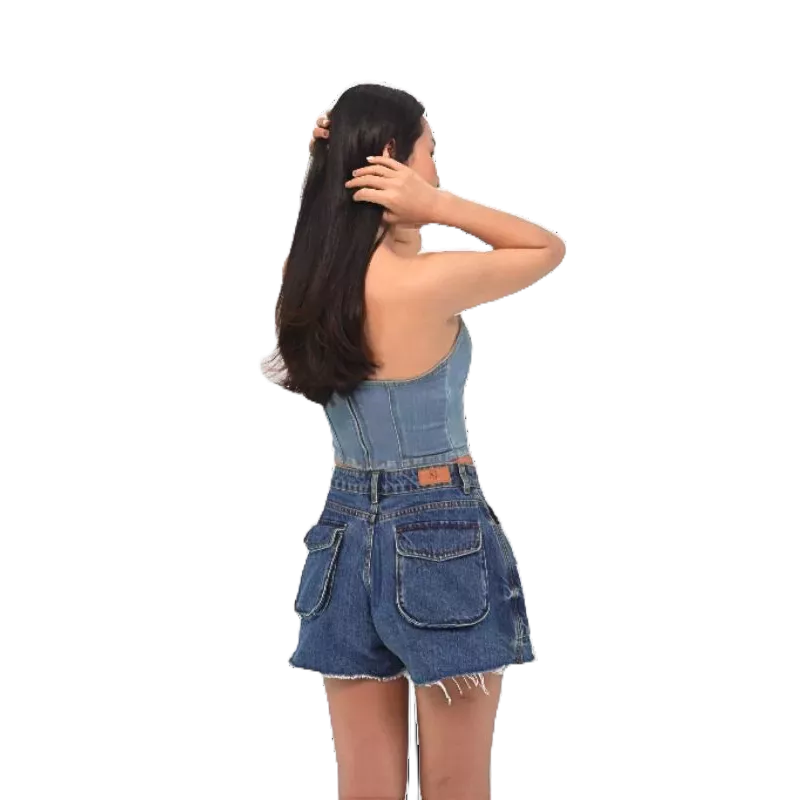 Quần short jean nữ túi hộp siêu bụi - Quần bò nữ túi hộp, ống rộng Phong Cách Đường Phố Gợi Cảm Cho Nữ | Samma Jeans - Quần Short