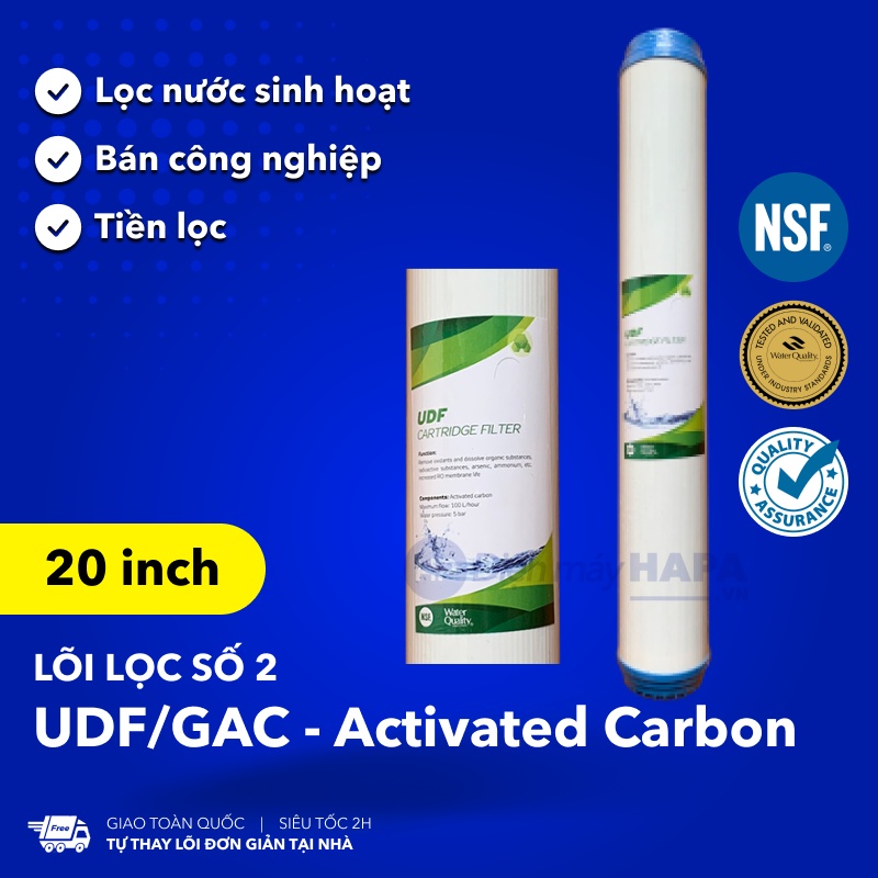 Lõi Lọc 20 inch OCB GAC UDF Activated Carbon, Bộ Lõi Lọc Nước 123, Lõi Lọc Số 2 Bán Công Nghiệp 20in - Hàng Chất Lượng - Lõi Dùng Cho Tất Cả Dòng Máy RO Karofi Sunhouse Kangaroo Daikiosan Toshiba Mutosi Prowatech AquaYaki Aqualife Vithaco