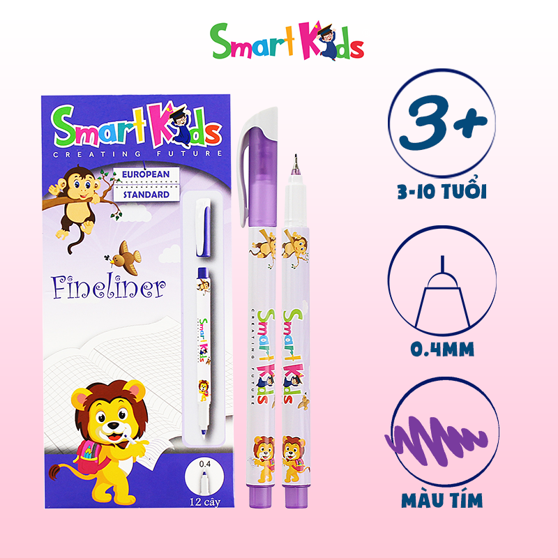 Combo 6 Bút lông kim Smarkids mực tím SKFLT1002PP, Dành cho học sinh cấp 1