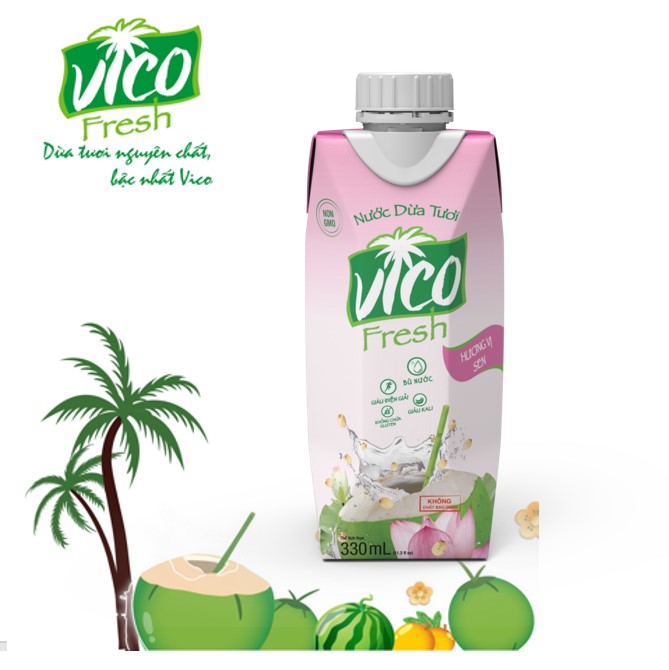 Thùng 24 hộp Nước dừa Vico Fresh Hương vị Sen