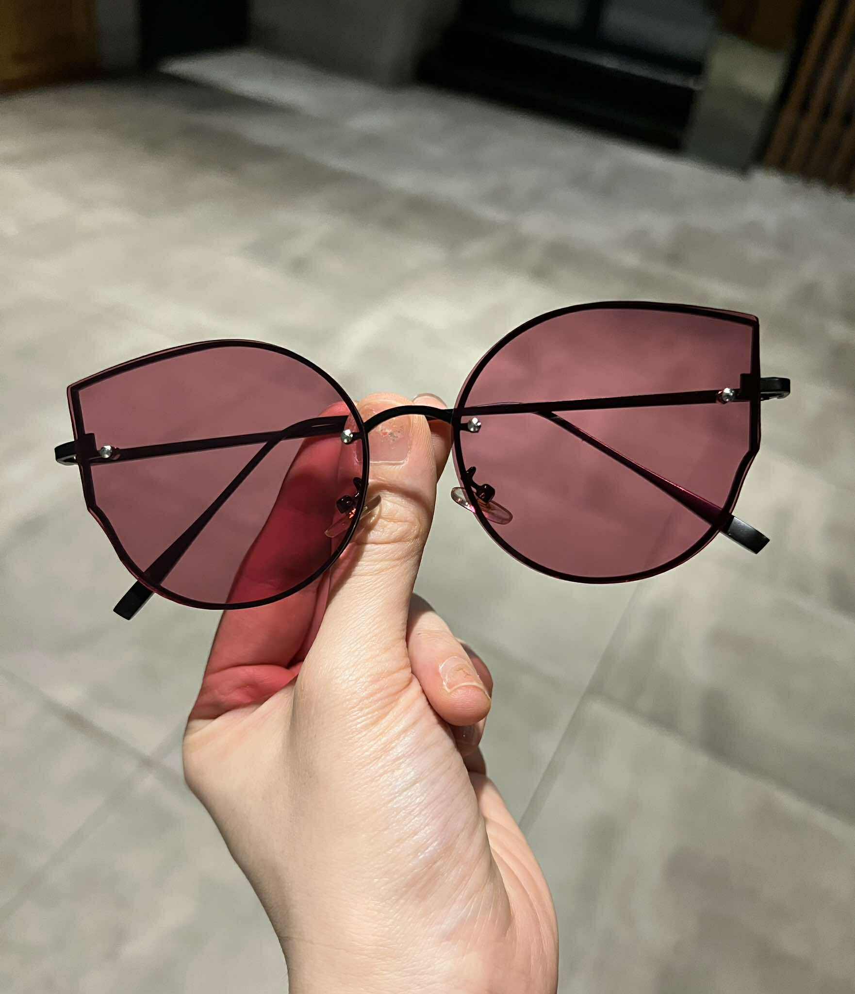 Kính râm Mắt mèo màu hồng thời trang ulzzang