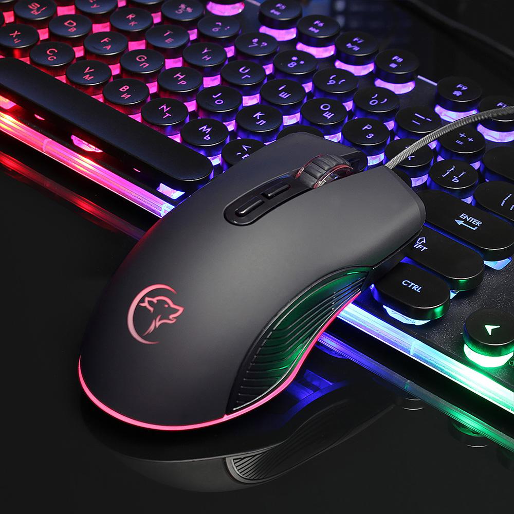 Chuột chơi game có dây YWYT G830 Chuột với 4 DPI có thể điều chỉnh Ánh sáng đầy màu sắc cho máy tính xách tay PC Màu đen