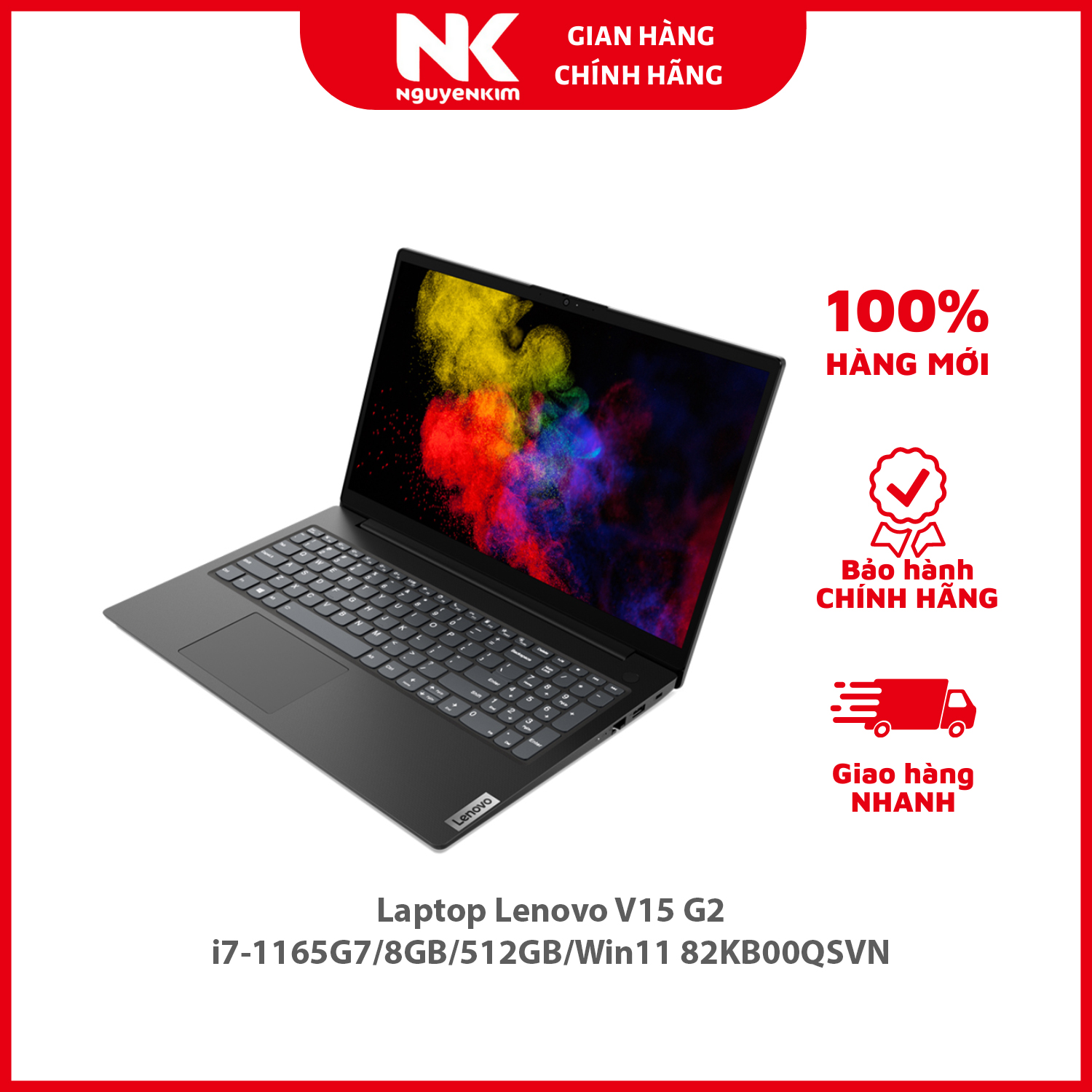 Laptop Lenovo V15 G2 i7-1165G7/8GB/512GB/Win11 82KB00QSVN - Hàng chính hãng