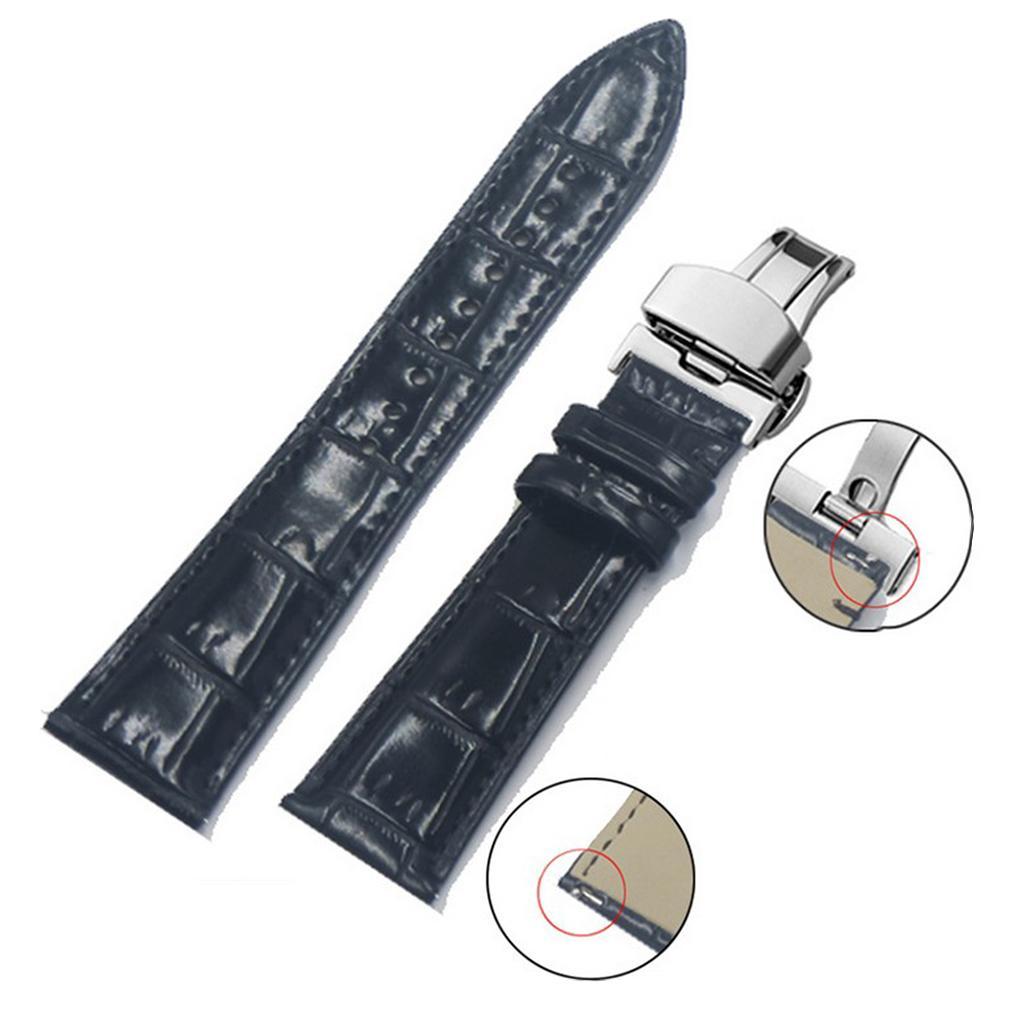 Watch Band Deployment Buckle Leather Padded Replacement Strap
