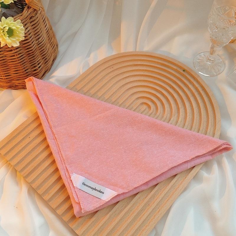 Khăn vải bandana cho nữ kích thước 50x50 vải mềm hoạ tiết hoa hoa nhí trơn style vintage dễ thương cho nữ Tiemmaykeokeo