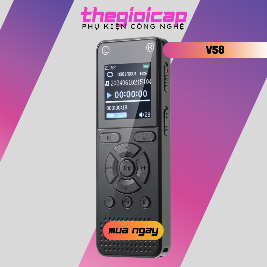 Máy Ghi Âm Chuyên Nghiệp V58 Bộ Nhớ Trong 64GB - Hàng Nhập Khẩu