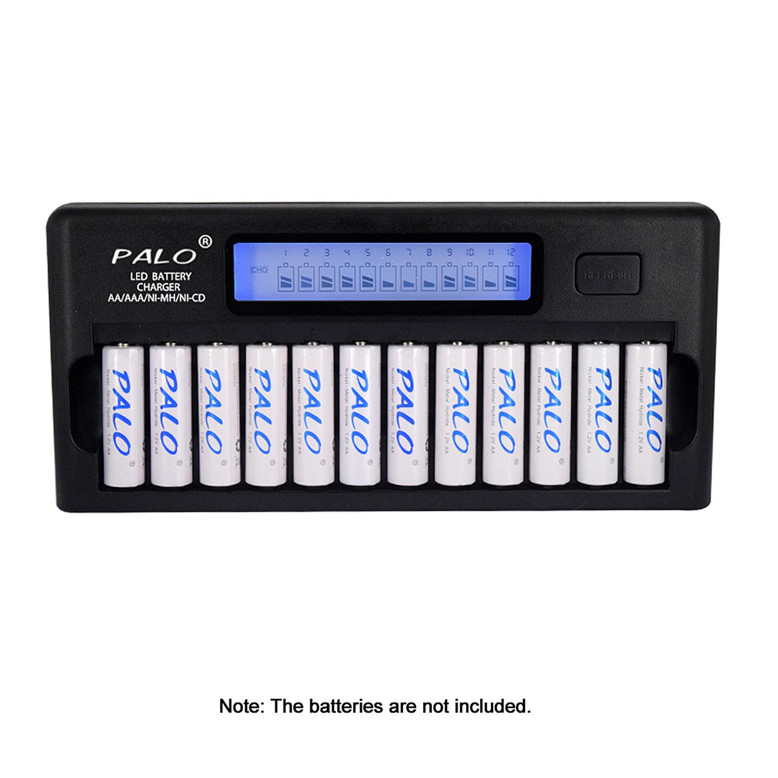 Bộ sạc pin thông minh đa năng PALO PL-NC30 Màn hình LCD 4 inch sạc thông minh nhanh chóng w / 12 Khe cắm pin cho 1.2V
