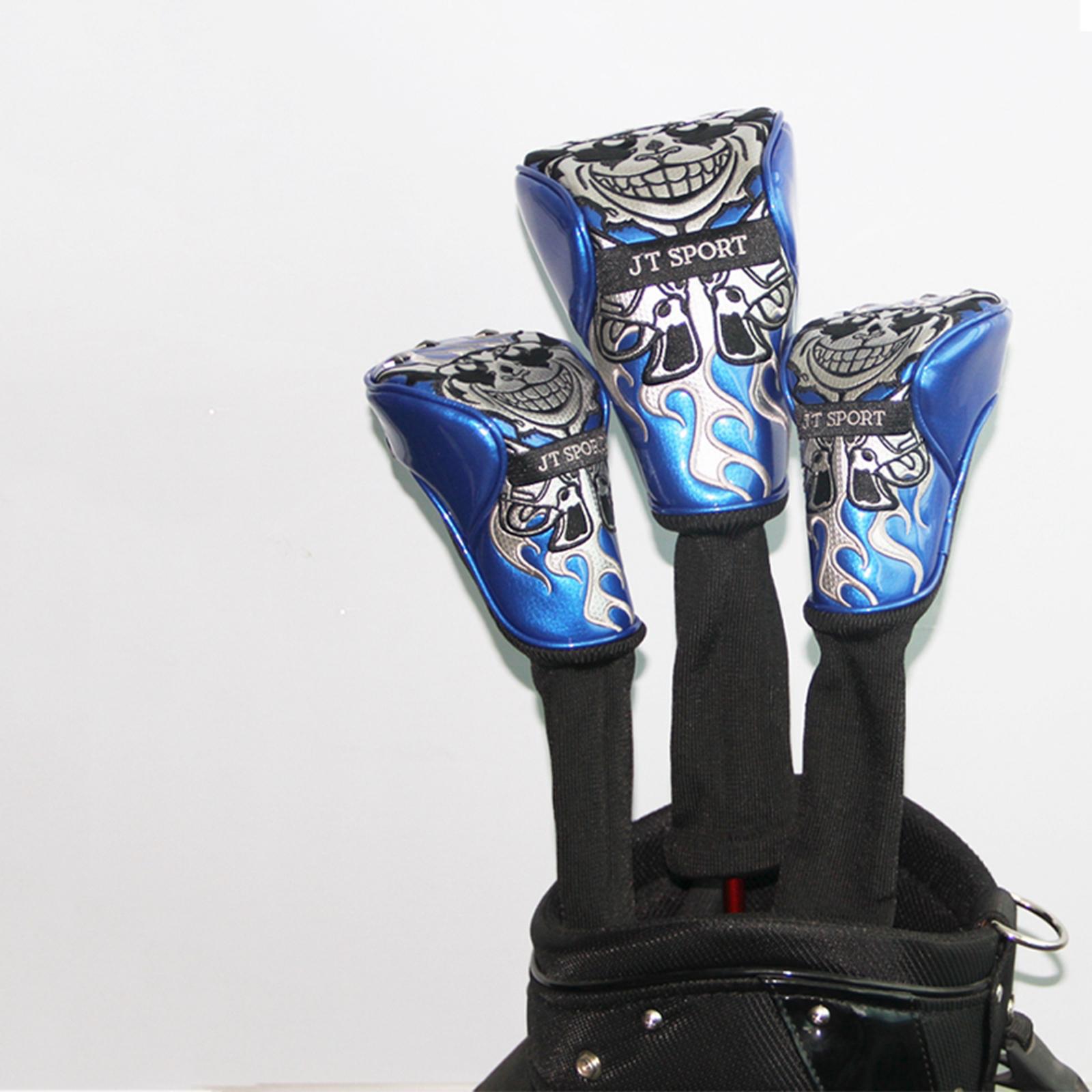 Embroidery Golf Head Covers Driver 1 3 5 Fairway Woods Headcovers Long Neck Knit Head Covers for Golf Club Fits All Fairway and Driver Clubs 3pcs