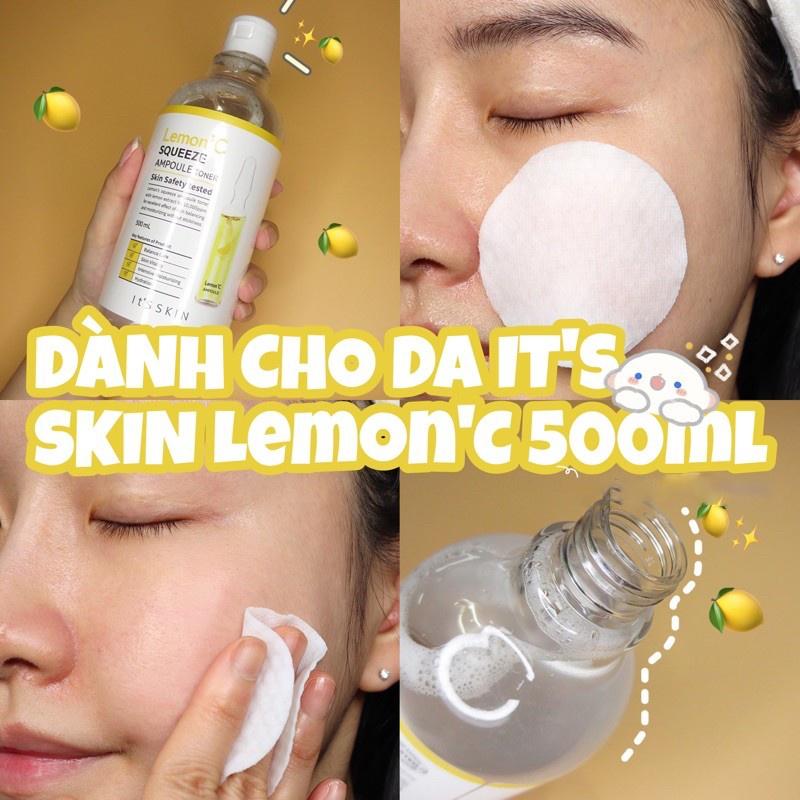 Nước hoa hồng giúp dưỡng ẩm nuôi dưỡng làn da mềm mại It's skin Lemon' C Squeeze Ampoule Toner 500ml