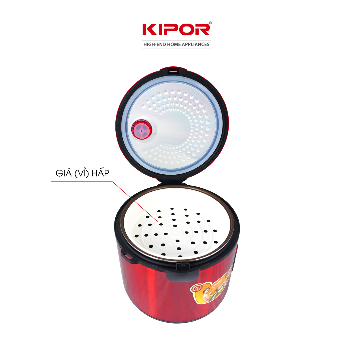 Nồi cơm điện KIPOR KP-N532 - 3.2L - Chống dính TEFLON, Nồi cỡ lớn phù hợp nấu công trường, nhóm bạn, gia đình 6-8 người ăn - Hàng chính hãng