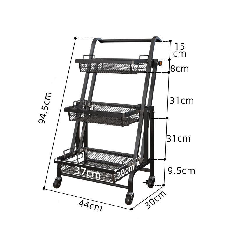 Kệ Để Đồ Biến Hình 3 Tầng Xoay Ngang VANDO Kệ Đa Năng Nhà Bếp Xe Đẩy Giỏ Tháo Rời Thông Minh